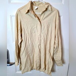 H&M Oversized Button Up‎ Shirt/Dress Tan Long Sleeve Size Small